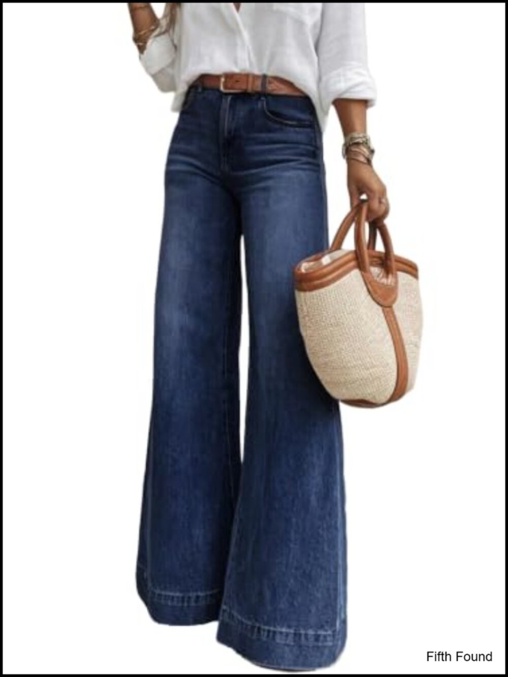 Wide Leg High Waisted Flare Jeans Stretchy Denim Pants with Pockets